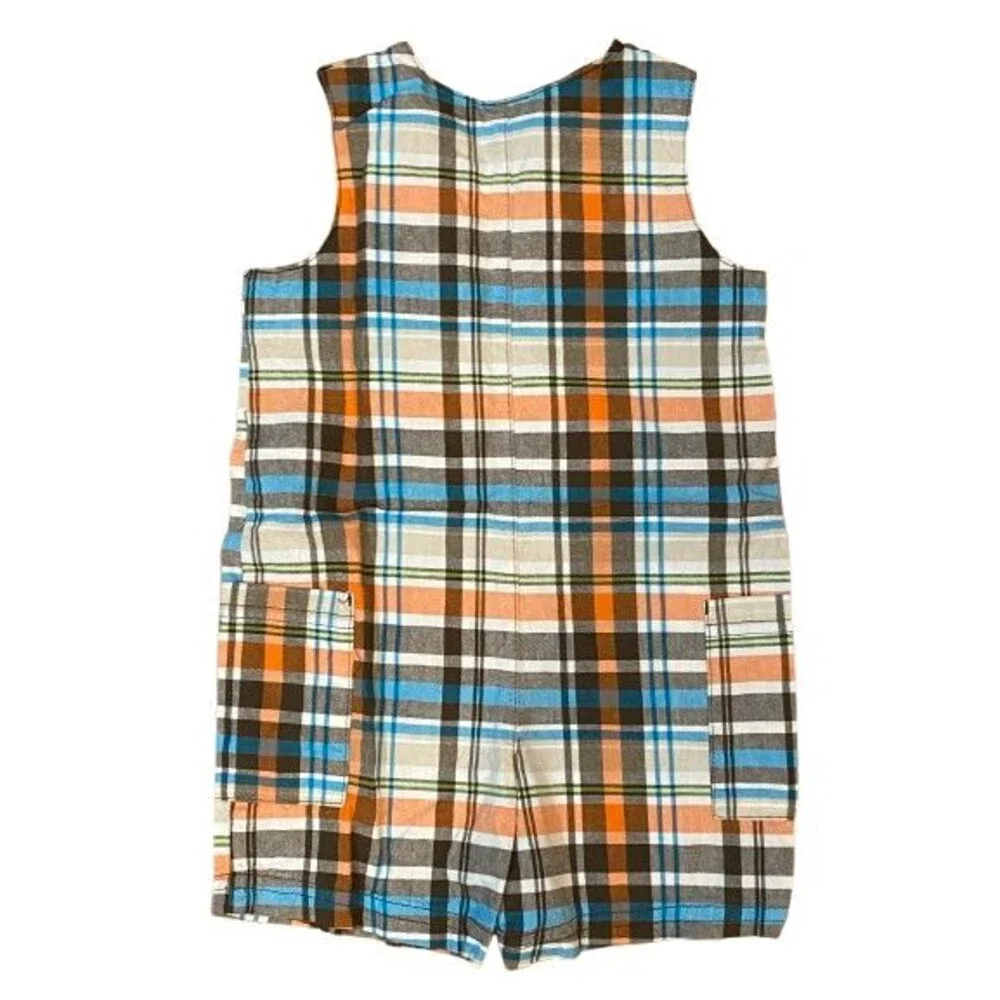 Boy's 12 Month Romper Carter's Octopus Brown Plaid Sleeveless